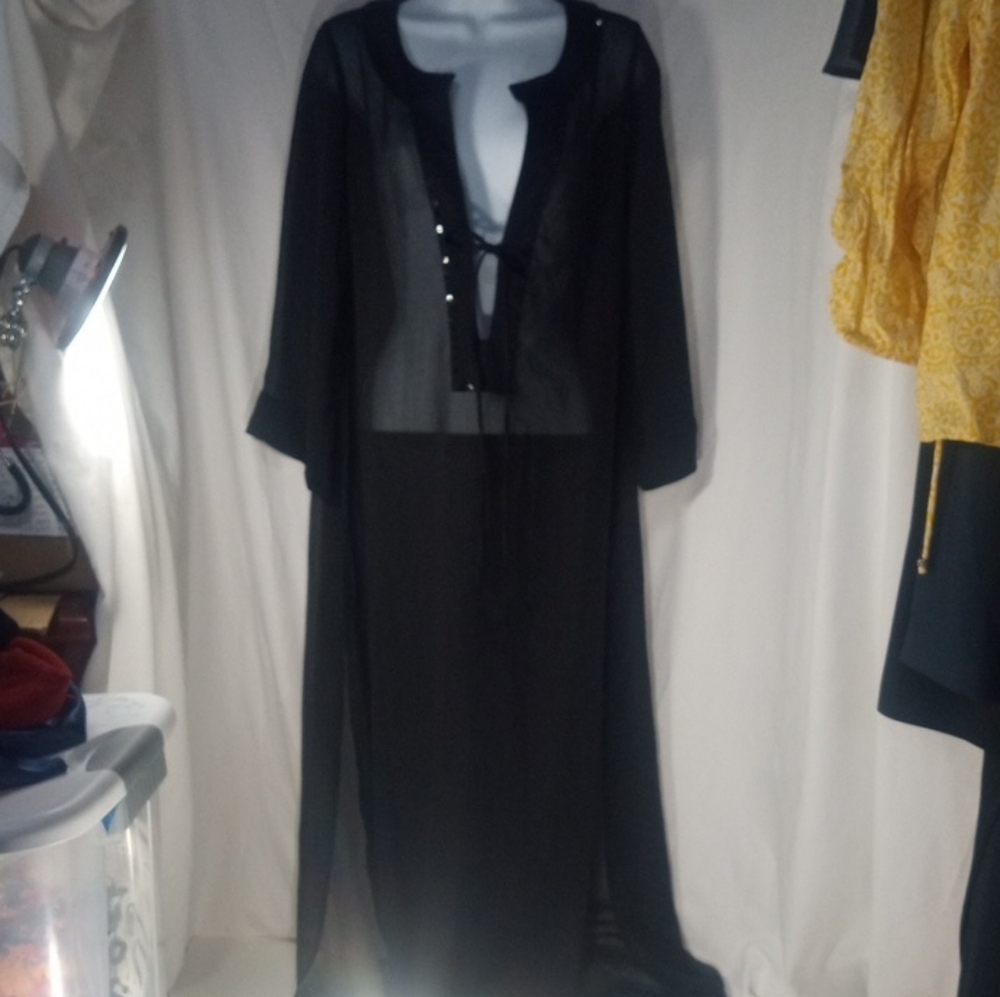 NWT Tommy Bahama Black Sheer Dress Gown Cover-Up, Size S